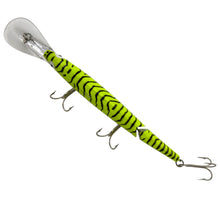 Load image into Gallery viewer, REBEL LURES JOINTED SPOONBILL MINNOW Lure in SILVER, CHARTREUSE, and BLACK STRIPES D