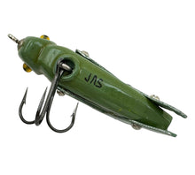 Load image into Gallery viewer, Grasshopper Wood Decoy Handmade by Artist Jim Smith of Anna, IL. Handcrafted Fishing Art Made of Cedar Wood and Glass Eyes. signed