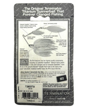 Load image into Gallery viewer, TERMINATOR T-1 TITANIUM SPINNER IN CHARTREUSE and WHITE SHAD. fishing tips