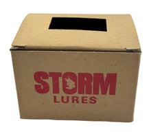 Load image into Gallery viewer, STORM LURES HALF DOZEN DEALER BOX for V76 WIGGLE WART in LUMINOUS GREEN HERRINGBONE bass logo