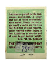 Load image into Gallery viewer, TWISTONS LINE SINKERS POCKET SIZE MATCHBOOK with RETRO GRAPHICS fitchburg