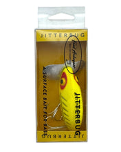 Load image into Gallery viewer, FRED ARBOGAST 5/8 oz WOOD JITTERBUG Fishing Lure in YELLOW SHOW. PRADCO Limited Edition Reissue.