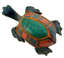 Cargar imagen en el visor de la galería, HANDCRAFTED WOOD TURTLE DECOY Signed by AMY GRUEN. NATIVE AMERICAN MOTIF PATTERNING.
