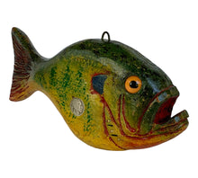 Load image into Gallery viewer, DULUTH FISHING DECOY (D.F.D.) by JIM PERKINS • LARGE BLUEGILL w/ BUFFALO NICKEL
