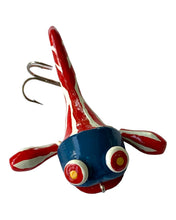 Load image into Gallery viewer, Single Top View of Folk Art Bait. MARTY'S YANKEE DOODLE DANDY "FROGGISH" Fishing Lure Handmade by MARK M. DEVLIN JR. Available at Toad Tackle.