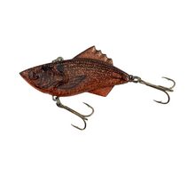 Load image into Gallery viewer, Toad Tackle • ToadTackle.net • RATTLES • MANN'S BAIT COMPANY FINN MANN Fishing Lure in RED GLITTER GHOST SHAD (Our Description, Not Official Color Name)