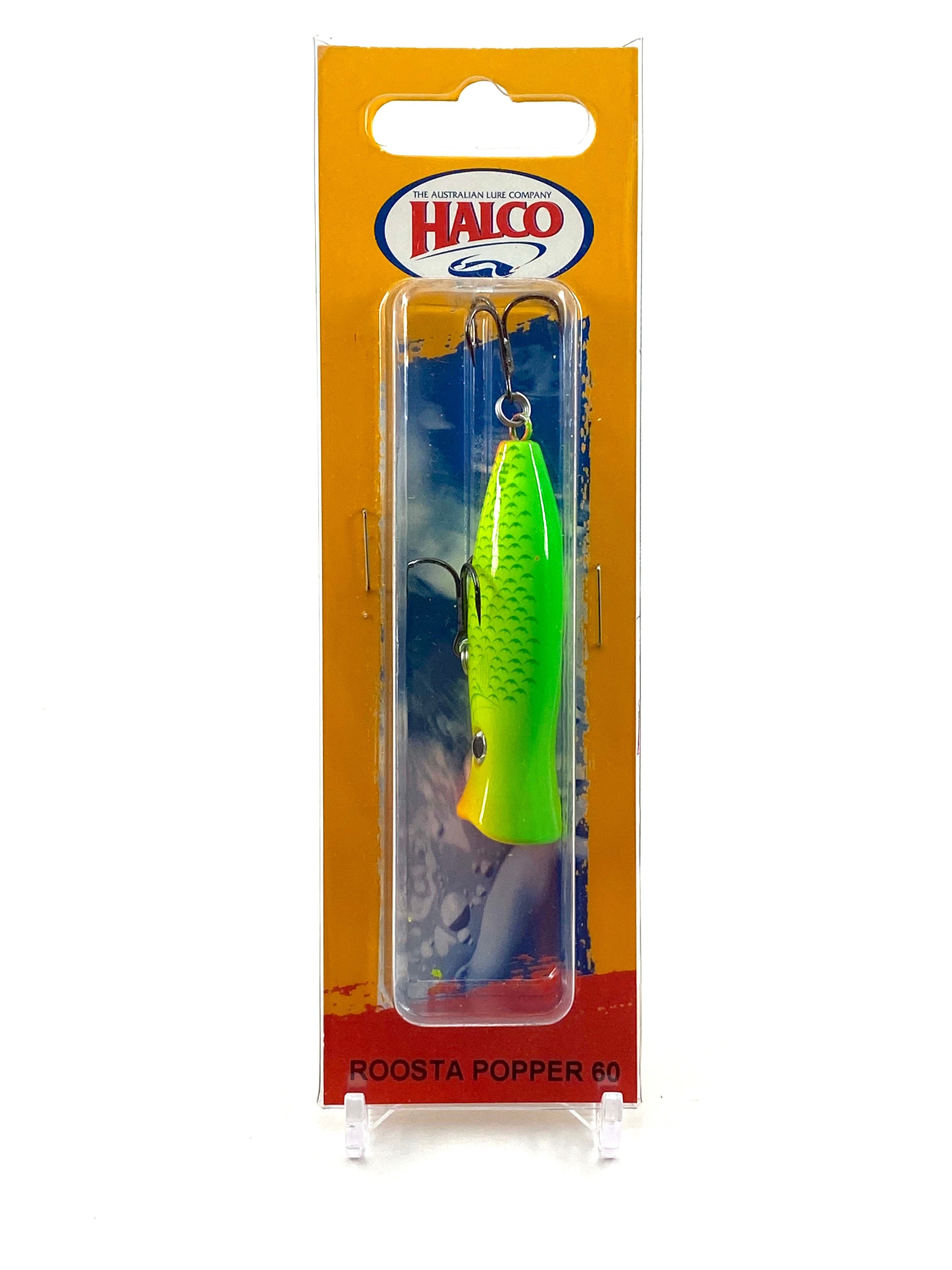 HALCO ROOSTA POPPER 60 Fishing Lure • Australia • R7 GREEN FLUORO
