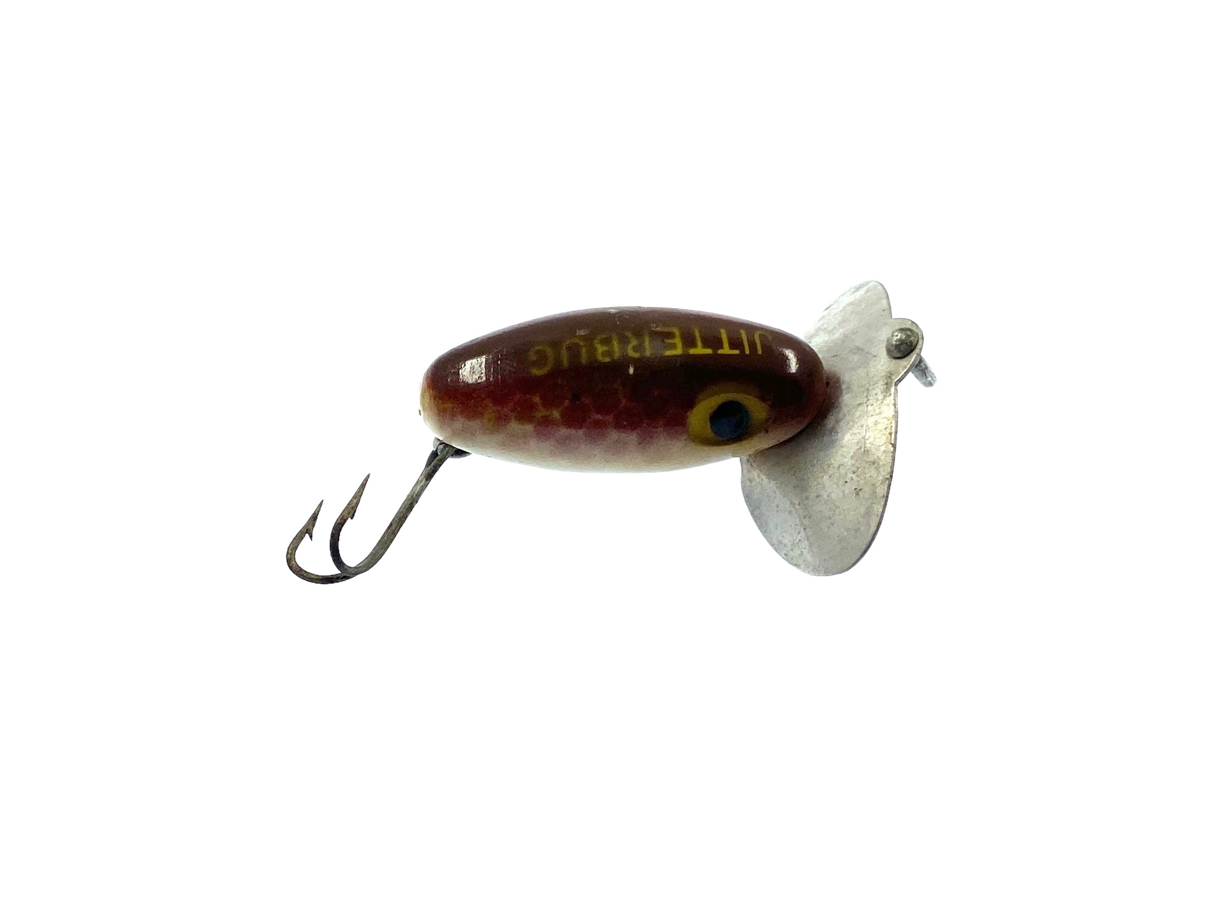 Vintage Fred Arbogast Jitterbug Fishing Lure - Silver Yellow - VG
