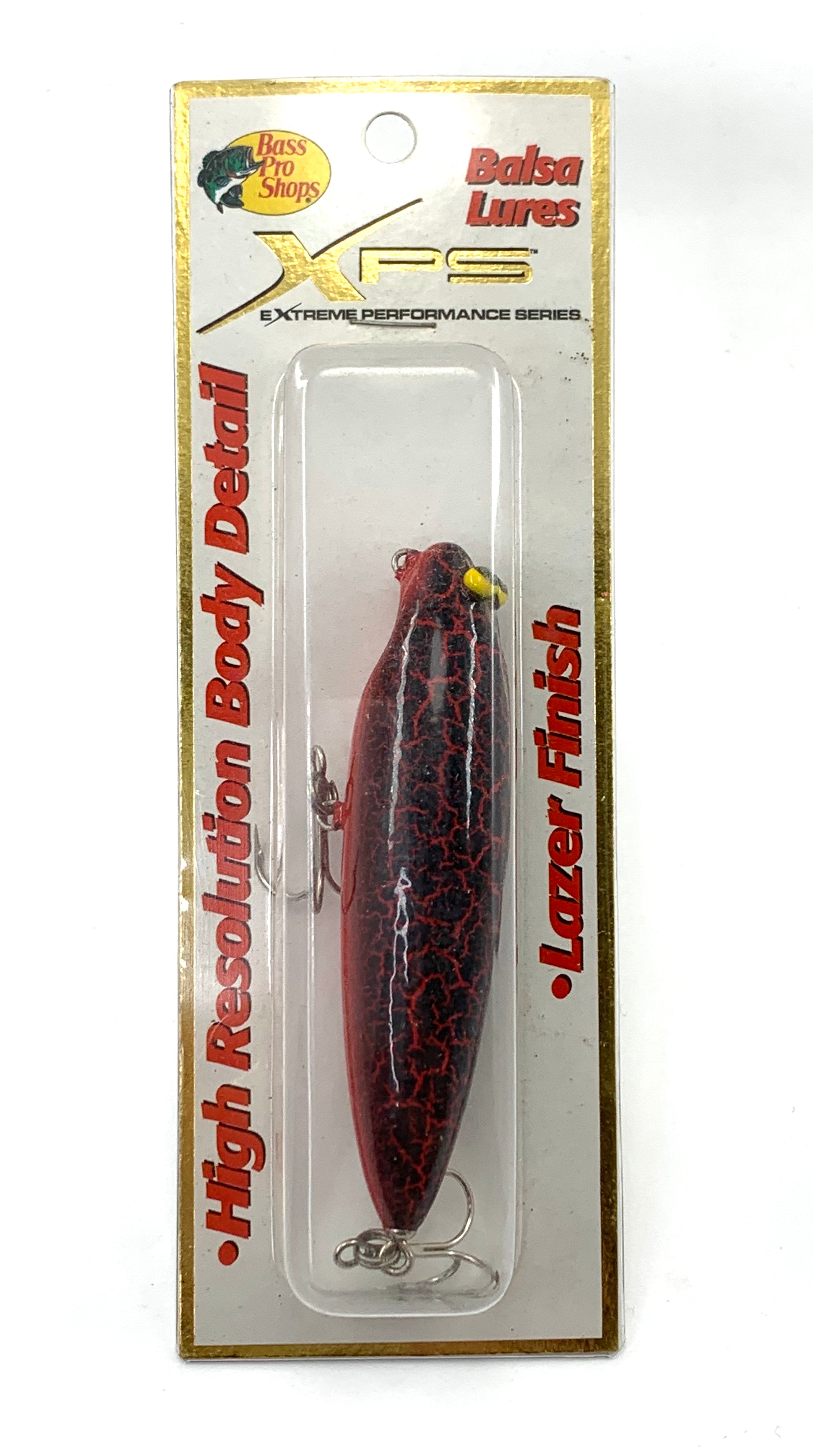 Bass Pro Shops XPS BALSA FISHING LURE with 3D Eyes BLACK & RED CRACKLE Bass Pro Shops XPS BALSA FISHING LURE with 3D Eyes BLACK & RED CRACKLE