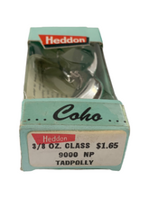 Load image into Gallery viewer, Box Stats View for HEDDON & SONS COHO TADPOLLY Fishing Lure with Original DAISY BOX in NICKEL PLATE