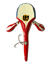 Load image into Gallery viewer, Belly Signed View of MARTY'S YANKEE DOODLE DANDY "FROGGISH" Fishing Lure Handmade by MARK M. DEVLIN JR. Available at Toad Tackle.