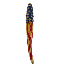 Load image into Gallery viewer, Top View of DULUTH FISHING DECOY by JIM PERKINS • AMERICANA FLAG FISH • DFD DECOYS