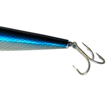 Load image into Gallery viewer, Close Up View of Tail of Storm Manufacturing Company SHALLOMAC Fishing Lure in BLUE SCALE