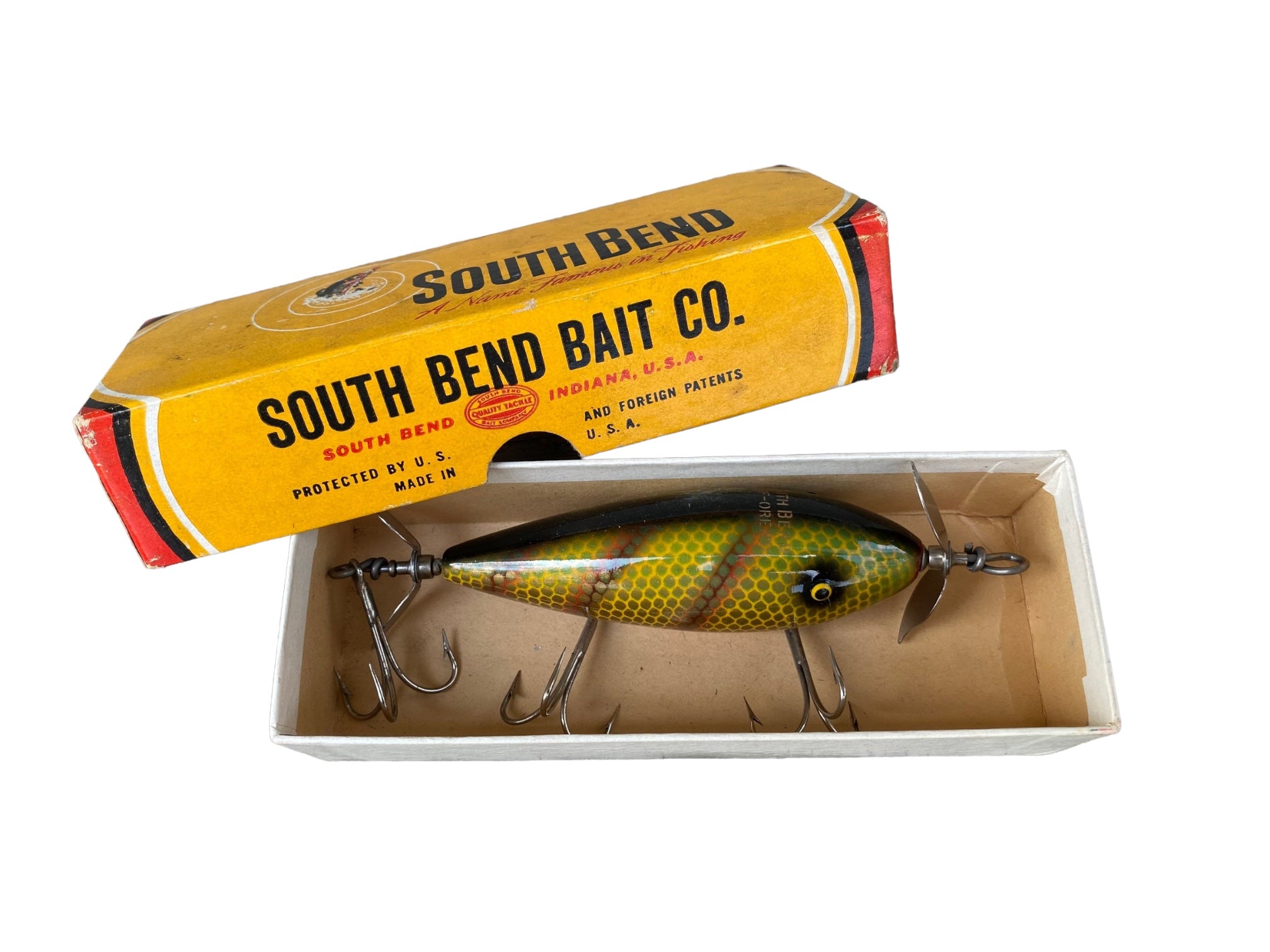 Antique South Bend Bait Company SURF-ORENO Wood Fishing Lure w/Origina –  Toad Tackle
