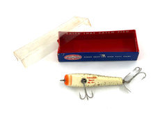 Load image into Gallery viewer, Belly View of SHAKESPEARE SPECIAL Vintage Topwater Fishing Lure with Original Vintage Box in SILVER FLASH