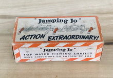 Load image into Gallery viewer, JUMPING JO Antique Fishing Lure with Original Retro Graphics Box. Made in Dayton, Ohio for Great Lakes Fish! 3