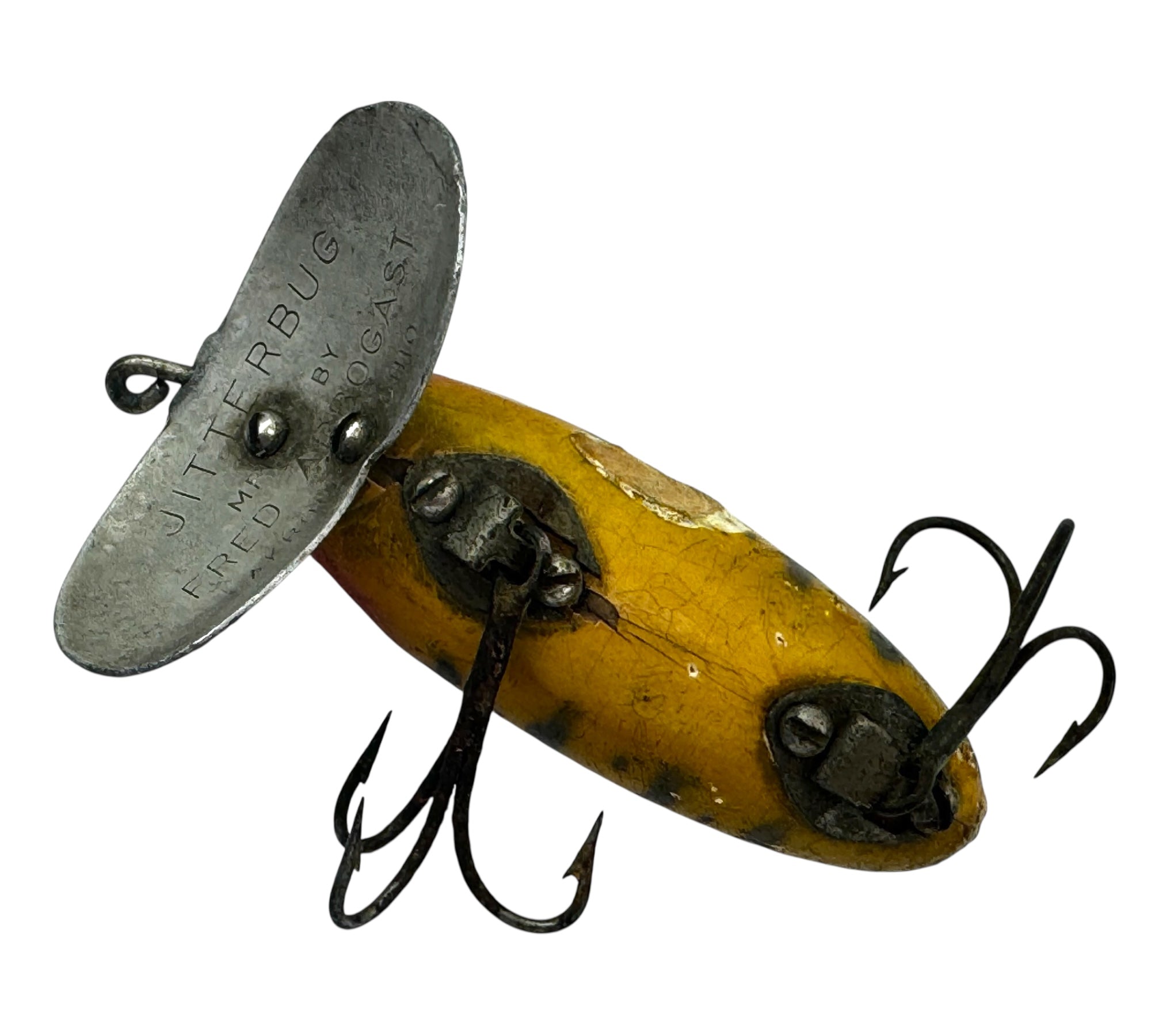 WWII ERA • FRED ARBOGAST 3/8 oz WOOD BODY JITTERBUG Fishing Lure • PERCH WWII ERA • FRED ARBOGAST 3/8 oz WOOD BODY JITTERBUG Fishing Lure • PERCH