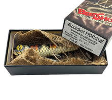 Load image into Gallery viewer, Marked Box View for BLOODSHOT MORGUE WOODEN CHUGGER Topwater Fishing Lure
