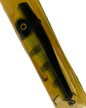 Cargar imagen en el visor de la galería, Up Close View of NU-CLASSIC TACKLE COMPANY 5&quot; Handcrafted Wood Topwater Plug Fishing Lure in PERCH SCALE
