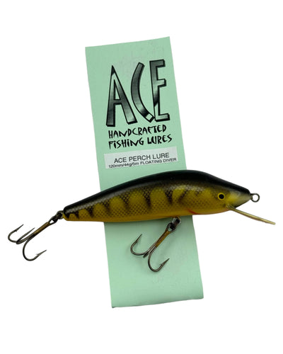 ACE HANDCRAFTED FISHING LURES by GORDON GRIFFITHS of Great Britain. Musky Size ACE PERCH LURE For Sale at Toad Tackle.