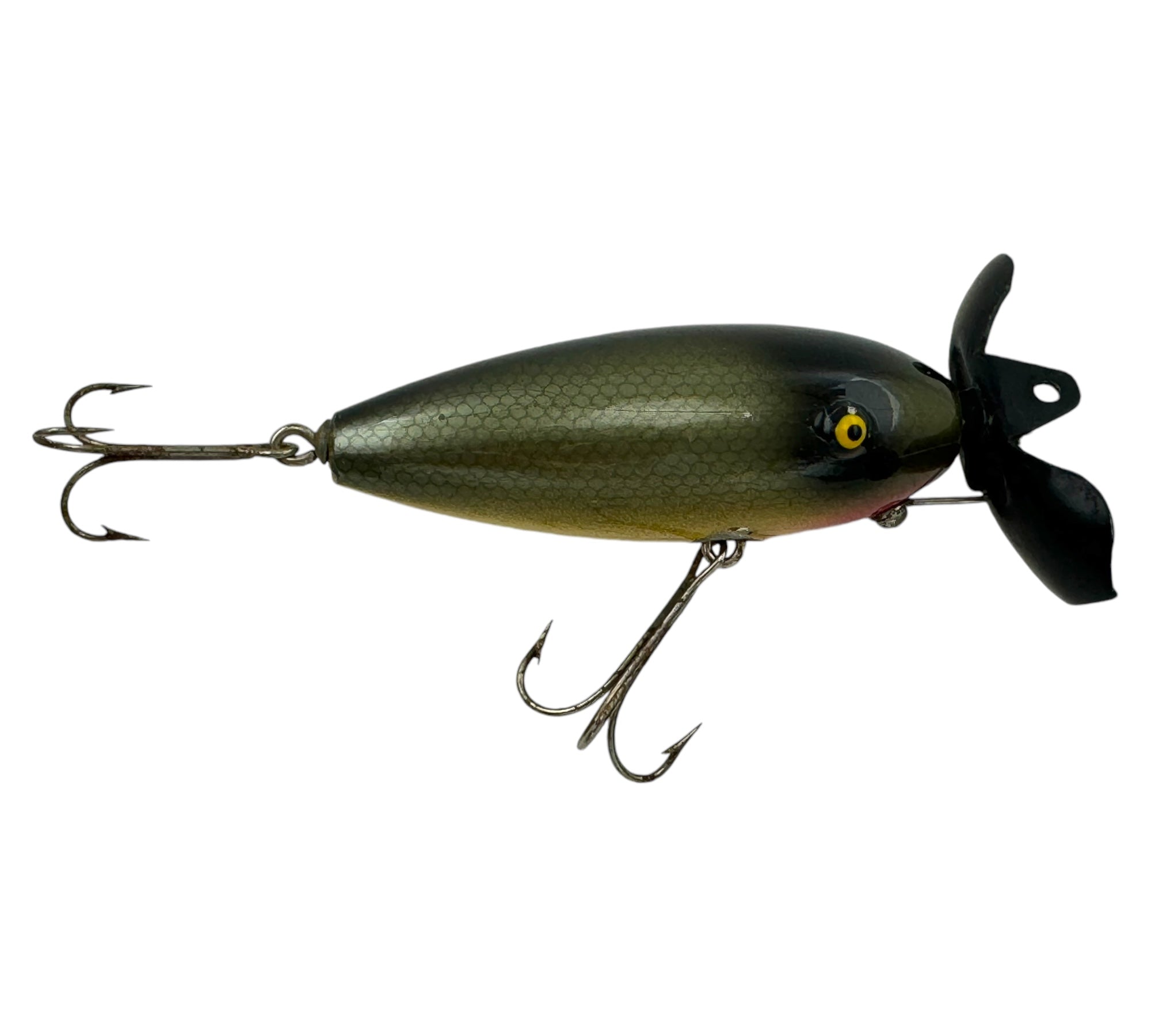 OKC, OKLAHOMA • JACK'S TACKLE MFG CO RIP-L-LURE Antique Topwater Fishing Lure & Box • BLACK