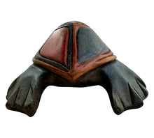 Load image into Gallery viewer, HANDCRAFTED WOOD TURTLE DECOY Signed by AMY GRUEN. NATIVE AMERICAN MOTIF PATTERNING.  tail
