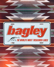 Load image into Gallery viewer, BAGLEY "THE WORLD'S MOST TREASURED LURES" • LICENSE PLATE SIGN
