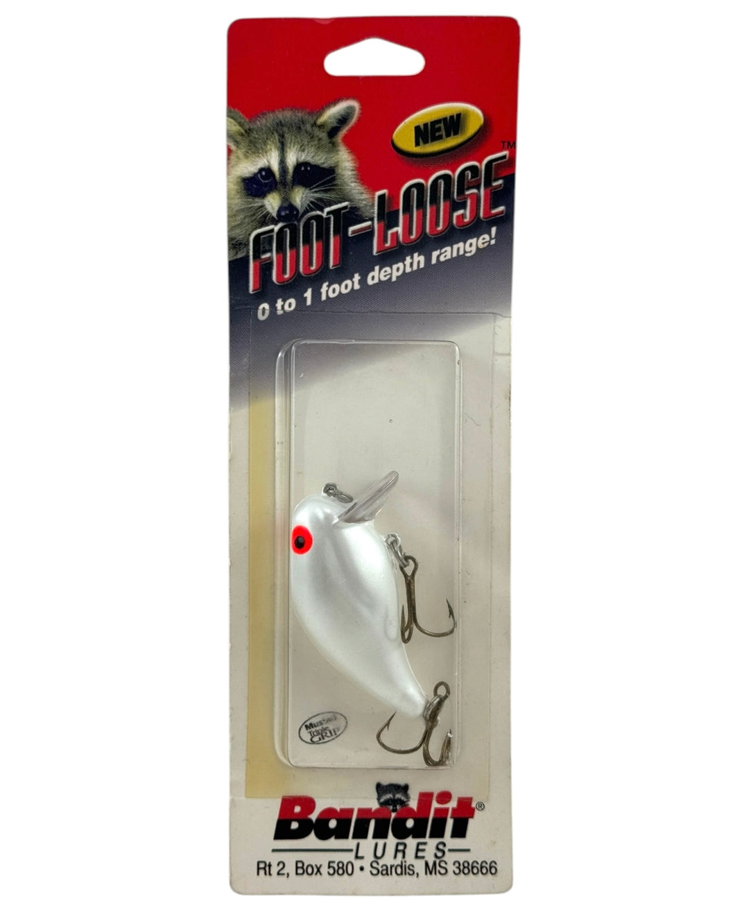 BANDIT LURES FOOTLOOSE Fishing Lure in PEARL RED EYES. Vintage Wake Bait.