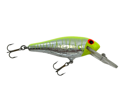 BAGLEY LURES BASS N SHAD Balsa Fishing Lure in CHARTREUSE ON CHROME. Salmon Snack Series