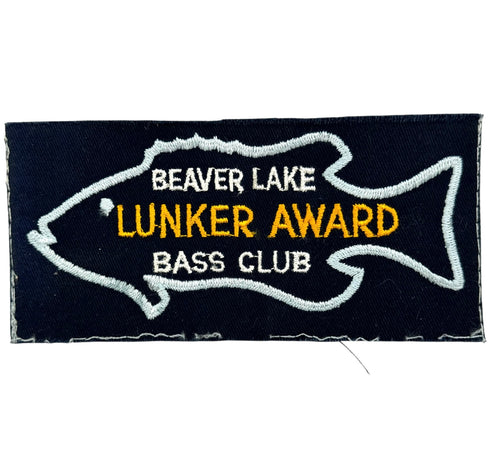 BEAVER LAKE 1970 LUNKER AWARD BASS CLUB TROPHY PATCH
