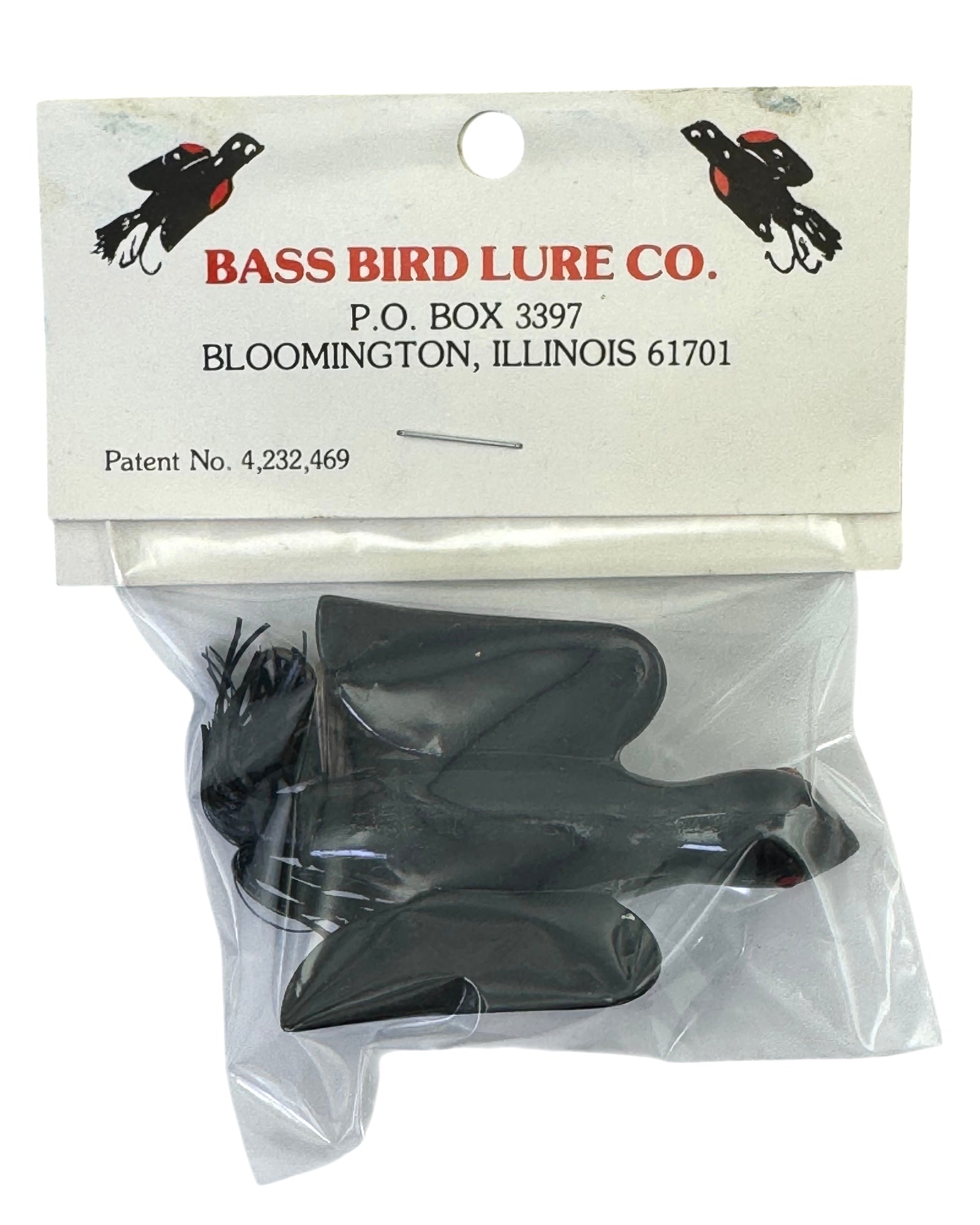 BLOOMINGTON, ILLINOIS • BASS BIRD LURE COMPANY BASS BIRD FISHING LURE • BLACKBIRD