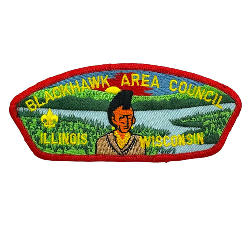 BLACKHAWK AREA COUNCIL VINTAGE BOY SCOUTS PATCH. ILLINOIS and WISCONSIN