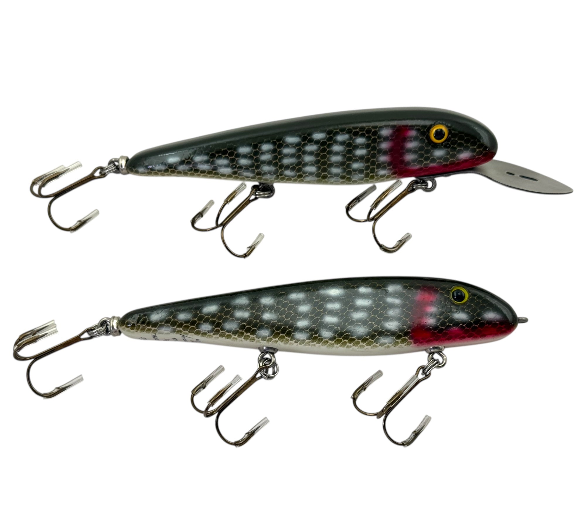 MAPLE LAKE, MINNESOTA • THE NATURAL by BOB SZCZESNY CUSTOM WOOD FISHING LURE SET of 2 BAITS • No. 59/110
