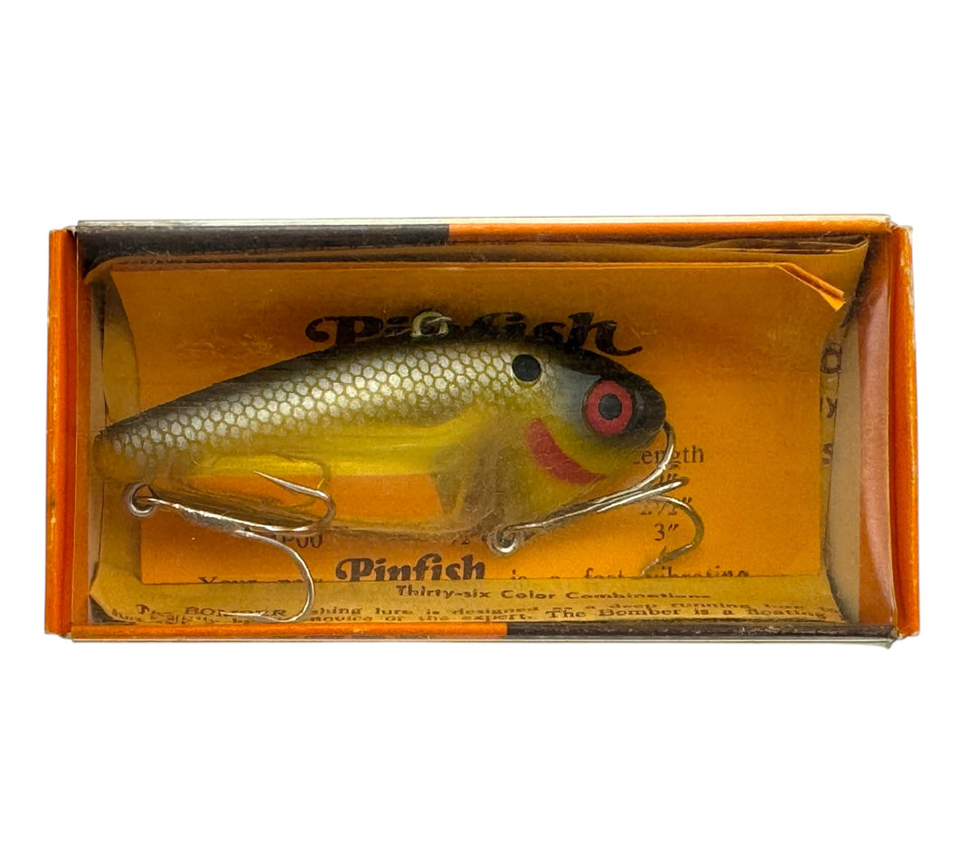 BOMBER BAITS PINFISH Fishing Lure in CHARTREUSE YELLOW HEAD. Vintage Metaflash Series Lipless Crankbait.