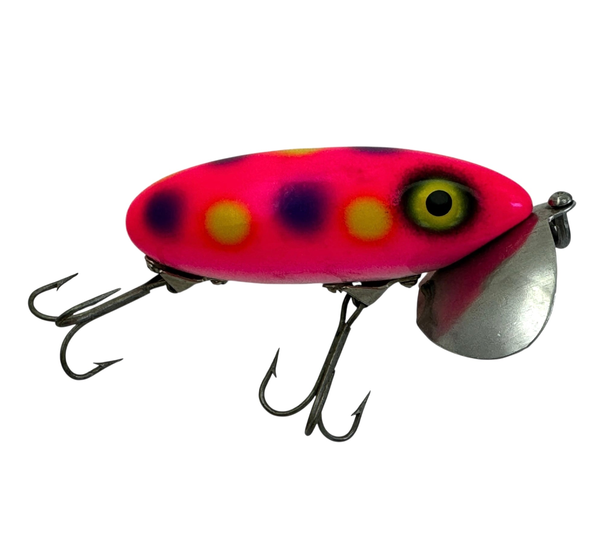 antique jitterbug fishing lure Arbogast Topwater rhythmic surface commotion that draws big strikes from gamefish 1946 Nighttime Jitterbug Ad -