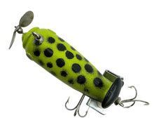 Load image into Gallery viewer, Dorsal View for Vintage BUMBLE BUG Fishing Lure in FROG from Gowen MFG Co of Michigan. Antique Mechanical Topwater Bait.
