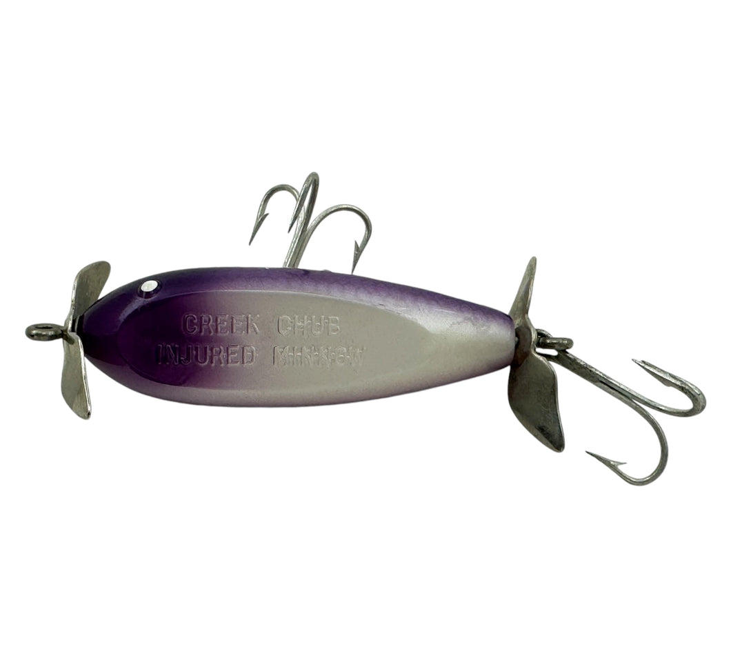 CCBCO Injured Minnow Fishing Lure. Vintage Creek Chub Purple Scale Bait.