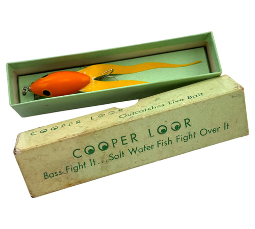 COOPER LOOR of Chicago, Illinois, Orange FROG Fishing Lure w/ Antique Retro Graphics Box