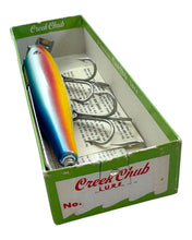 Load image into Gallery viewer, CCBCO Straight Pikie Minnow Wood Fishing Lure. Husky Pikie 2300 Series. Rainbow. box end
