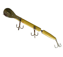 Load image into Gallery viewer, Al Tumas Custom Wood Fishing Lure. Jointed Muskie Bait from the Musky Capital World of the World: Minocqua, Wisconsin. ALZ BAITS for Big Trophy Fish. ventral
