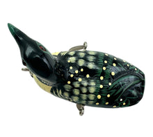 Load image into Gallery viewer, DA LURES of WESTERN PENNSYLVANIA. Hand Carved Custom Loon Wood Fishing Lure by DALE ALBORN. red eye loon

