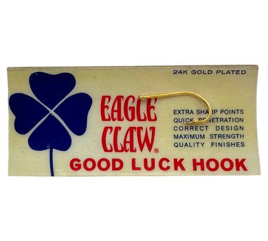 EAGLE CLAW GOOD LUCK 24K GOLD PLATED Fishing HOOK. Unique Outdoorsman Novelty Gift for Dad and Grandpa.
