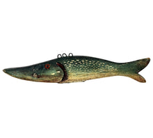 Load image into Gallery viewer, Northern Pike DFD Wood Decoy. Signed Folk Art Piece by Dave Perkins Duluth Fishing Decoys. esox lucius L

