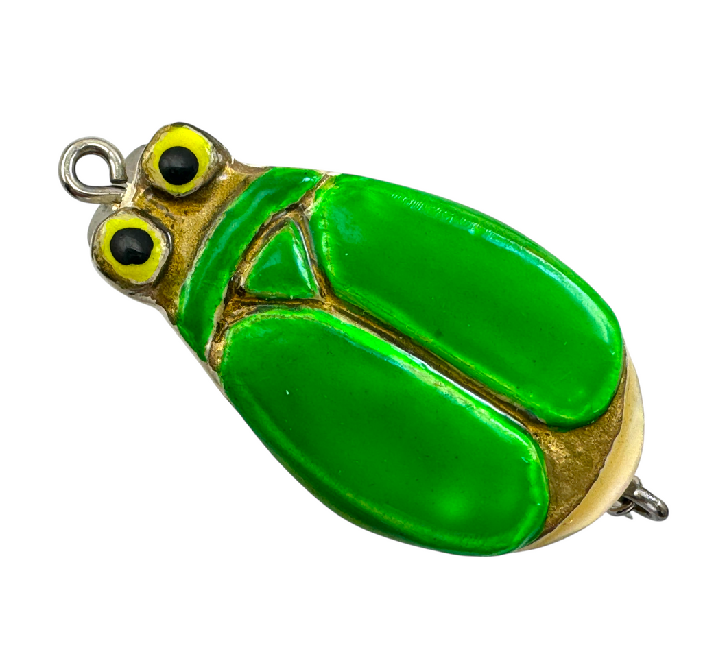 beetle fishing lure HANDMADE WOOD FOLK ART • GREEN BUG – Toad Tackle multiPROMOS - Crivit Fishing light conditions Same proven Color:BR/WH/WH gdlf