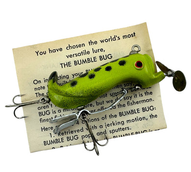 Vintage BUMBLE BUG Fishing Lure in FROG from Gowen MFG Co of Michigan. Antique Mechanical Topwater Bait.