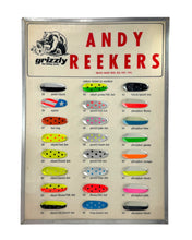 Lade das Bild in den Galerie-Viewer, GRIZZLY FINE FISHING TACKLE ANDY REEKERS TROLLING SPOON sales display. steelhead spoons. usa spirit

