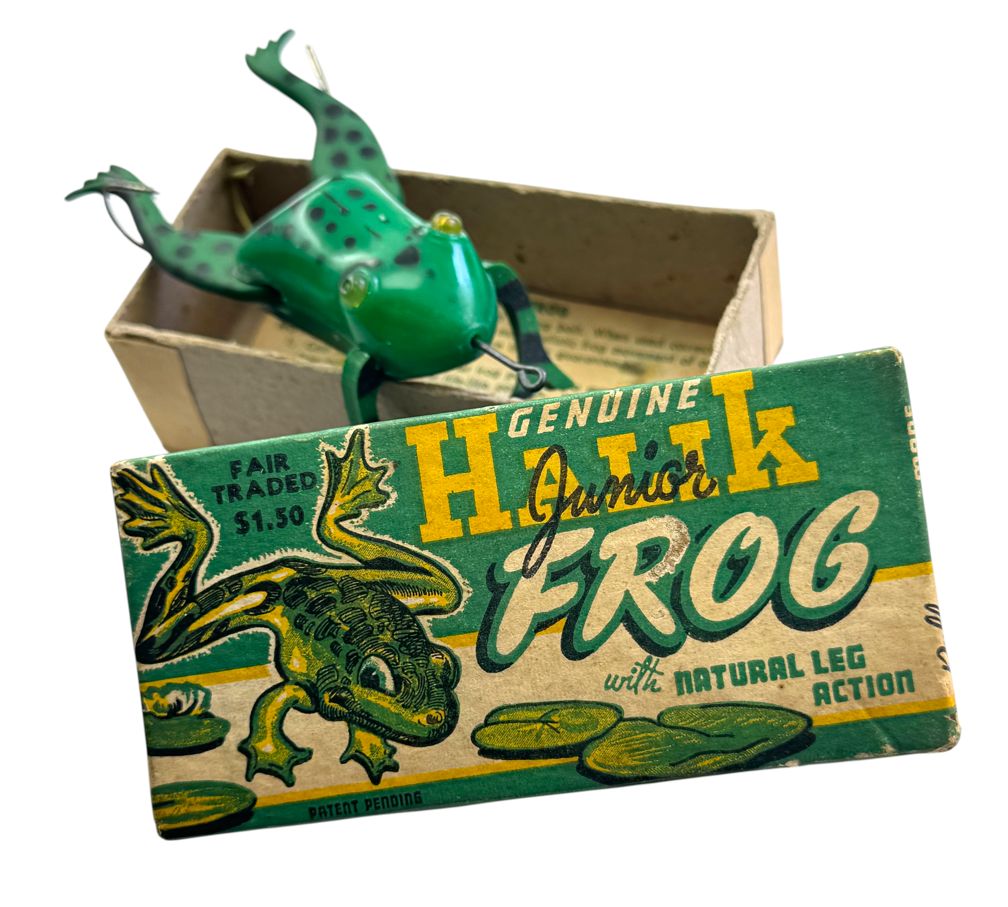 MOOSE LAKE, MINNESOTA • THE HALIK CO GENUINE HALIK JUNIOR FROG MECHANICAL LURE + VINTAGE GRAPHICS BOX