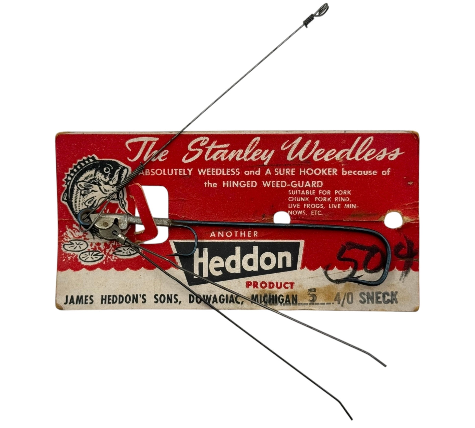 HEDDON STANLEY WEEDLESS Antique Tandem Fishing Hooks – Toad Tackle