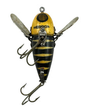 Charger l&#39;image dans la galerie, Belly View of ANTIQUE HEDDON CONETAIL CRAZY CRAWLER WOOD FISHING LURE in BLACK WHITE HEAD. Model #2120 BWH
