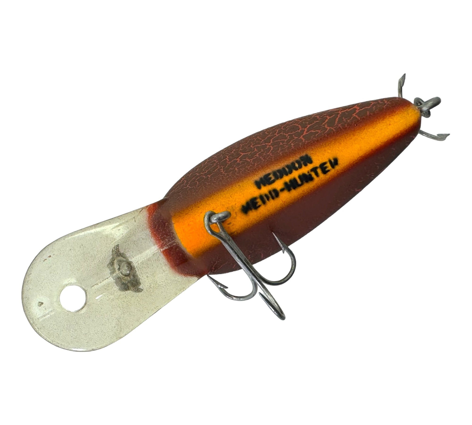 HEDDON LURES HEDD HUNTER DEEP DIVER w/ MAGIC HOLE Vintage Fishing Lure • 9320 CBO CRACKLEBACK ORANGE